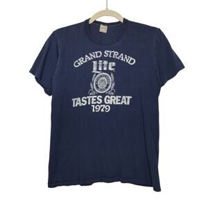 Vintage 1979 Miller Lite Grand Strand Single Stitch Blue Sportswear Large